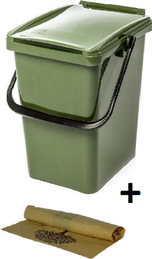 1 Kliko afvalbak - 10 l - groen + rol bio 10 liter afvalzakken - GFT - afval  scheiden... | bol.com