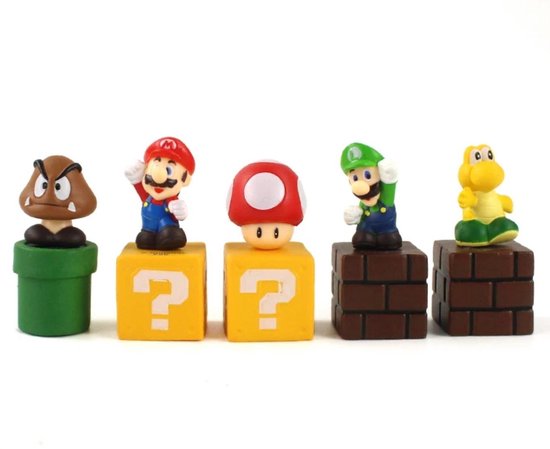 Bol Com Super Mario Taart Decoratie Figuren Taarttopper Mario World 5 Fig Mario Taart Decoratie