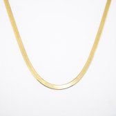 Herringbone Ketting – 18 Karaat Goud Verguld Sterling Zilver – Slang Schakel Ketting – Flat Snake – Valentijn Cadeautje Dames