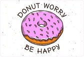 4x Placemat  Donut Worry be Happy | 30x45cm | anti-slip - onderlegger - tafeldecoratie - placemats kunststof