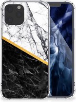 Back Cover iPhone 12 Pro Max Smartphone hoesje met doorzichtige rand Marble White Black