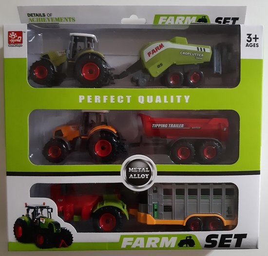 vlam vat Effectief SunQ Toys - Farm Set - Landbouwvoertuigen - Trekkers - Boerderij - 6 delig  | bol.com