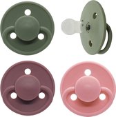 Set van 3 fopspenen Mininor - Silicone - 0-6 maand - Roze, Groen en Pruim