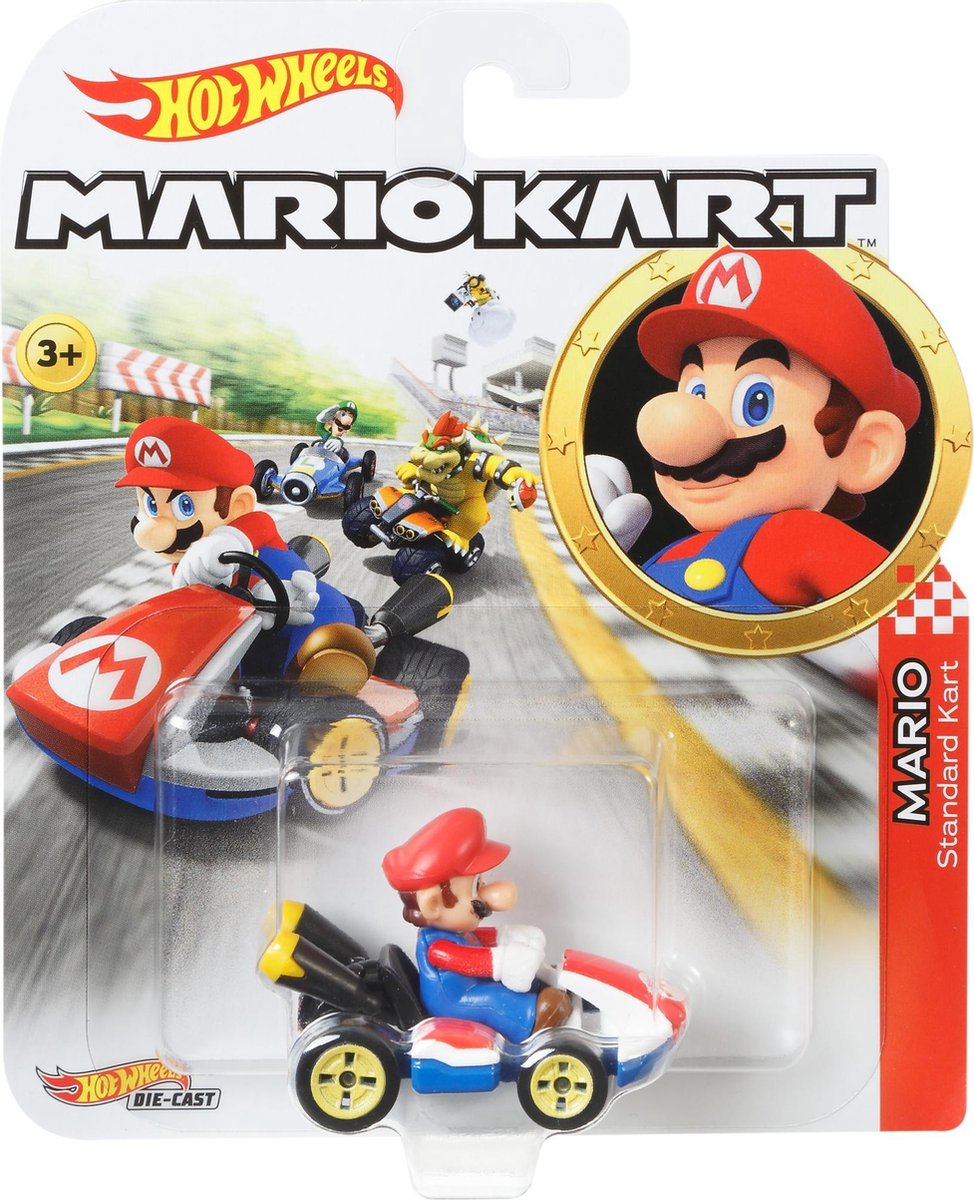 Hot Wheels Mario Kart Replica Diecast Mario, Standard Kart — afbeelding 7