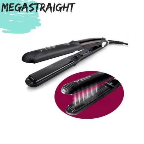 Megastraighter - Steampod - Stoomstijltang - keramische platen - 6 Temperatuur standen - Met Extra Navulfles - Shampoo + Masker - Schwarzkopf - Haarklemmen - Zwart - healthy & Silky