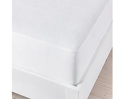Homee Molton hoeslaken flanel stretch wit 160/180x200/220 +35 cm hygiëne matrasbeschermer 210g.m²