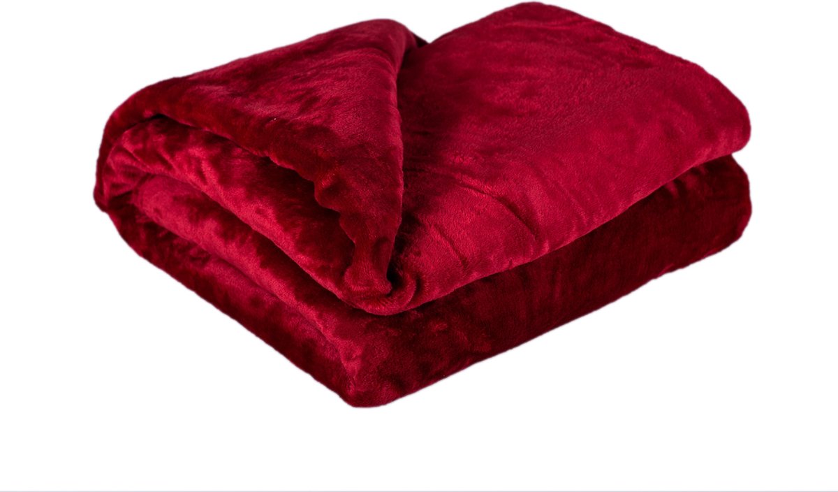 plaid wijnrood - rood - 200x220 cm - fleece deken - grand foulard bank -  sprei -... | bol.com