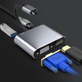 USB-C Dockingstation 4-in-1 4K HDMI VGA Adapter Hub met USB 3.0 poort