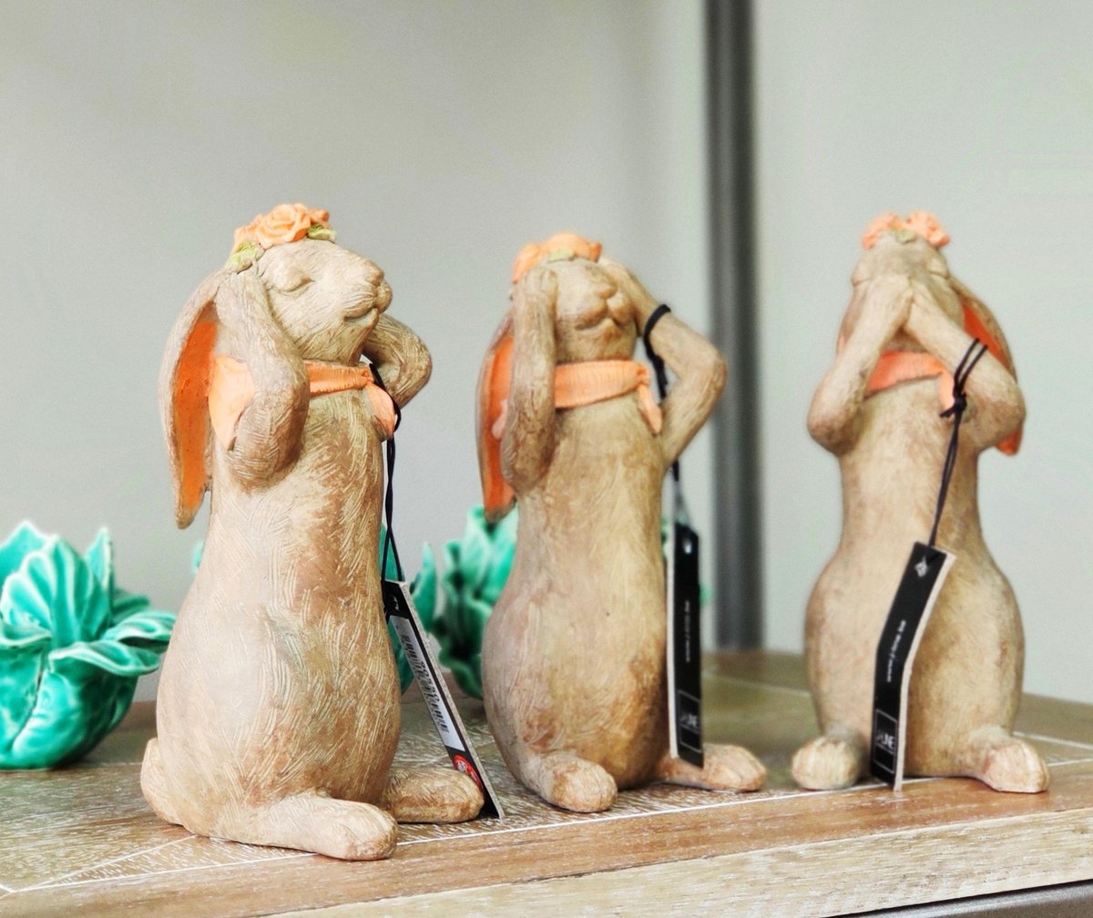 Decoratieve beeldjes Konijnen Horen zien en zwijgen Set van 3 bol