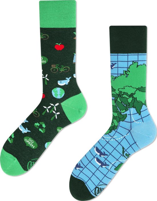 Toffe Sokken - Gekke Sokken - Save the Planet by Many Mornings - 2 verschillende sokken - Maat: 43 t/m 46