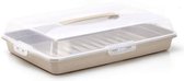 Boîte de rangement à gâteaux Rectangle couleur Taupe - Boîte de rangement pour pain ou collations-Rectangle-Plastique robuste. Couvercle transparent avec rabat à clic