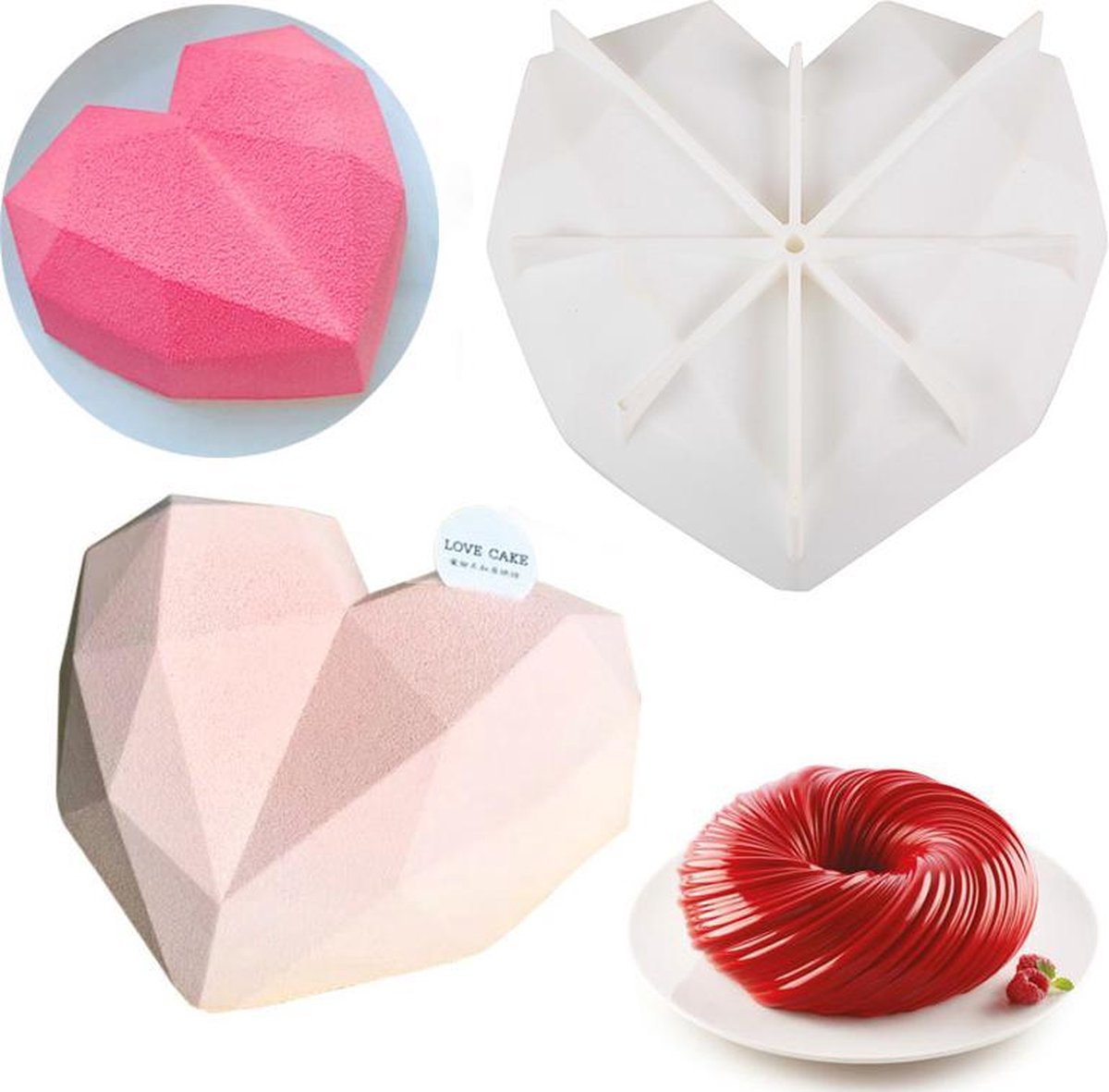 Siliconen mal Hart - 3D Diamanten Hart- 3D Bakvorm -Heart Mold - Smash Heart - Tiktok