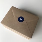 100 C6 Kraft enveloppen + 100 sluitstickers - 11,4 x 16,2 cm -  Gerecyclede enveloppen - Eco-enveloppen