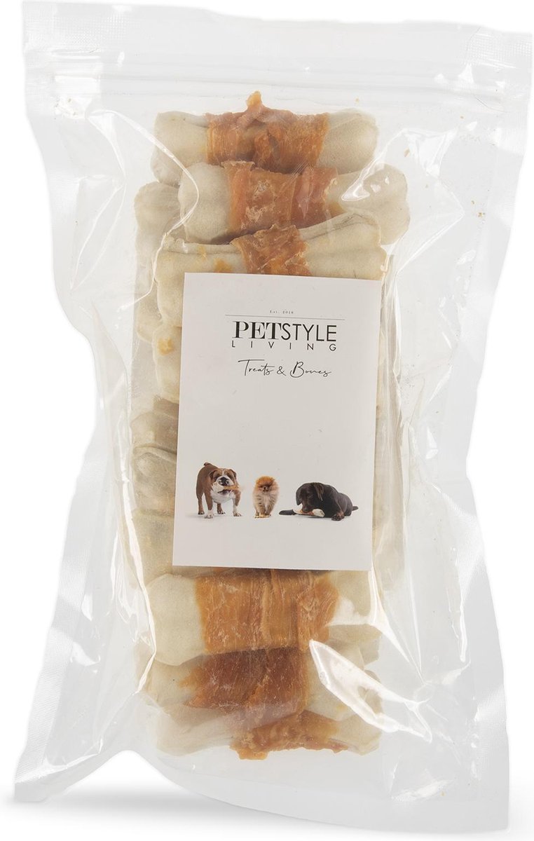 Bol.com Petstyle Living Geperste Botten met Kip - Hondensnacks - 10cm - 20 Stuks - Kauwbotten Hond aanbieding