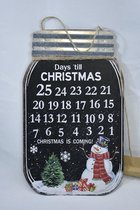 Countryfield - kerst - kerstkalender - adventskalender - kalender - sneeuwpop - 40 x 24 cm -metaal & hout