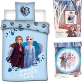 Disney Frozen Dekbedovertrek - Eenpersoons - 140 x 200 cm - Flanel , incl. wandklok Frozen.