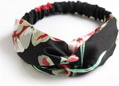 Haarband Cross - Bandana - Haarband dames - Haarbanden dames - Haaraccessoires vrouwen - Zwart Gebloemd Rood - Stijl 19