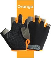 Sporthandschoen – multifunctioneel – vingerloze handschoenen met grip voor (race)fietsen en spinnen, fitness, gym, hockey - Zwart/oranje - Maat S