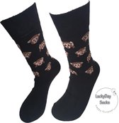 Verjaardag cadeau - Emoji Aap - Sokken - Leuke sokken - Vrolijke sokken - Luckyday Socks - Sokken met tekst - Aparte Sokken - Socks waar je Happy van wordt - Maat 36-41