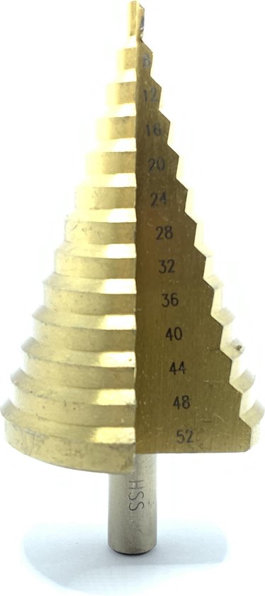 Stappenboor 4-52 mm – HSS stappenboor – Kegelboor – Trapgatboor gratis 4-20 mm - Conische plaatfrezen met titanium coating - Merkloos