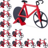Relaxdays 10 x pizzasnijder fiets - pizzames racefiets - pizzaroller - deegroller - rood