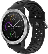 Siliconen Smartwatch bandje - Geschikt voor  Garmin Vivoactive 4 siliconen bandje met gaatjes - 45mm - zwart - Horlogeband / Polsband / Armband