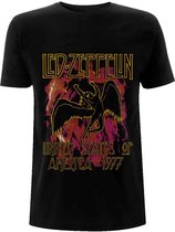 Led Zeppelin Heren Tshirt -S- Black Flames Zwart