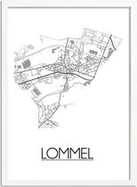 Lommel Plattegrond poster A2 + Fotolijst Wit (42x59,4cm) - DesignClaud
