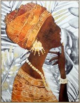 WOONENZO - Schilderij Afrikaanse - afrikaanse vrouw rechts - afrikaanse vrouw schilderij