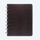 Atoma PUR notebook formaat A5 geruit 5mm donker bruin leder Croco 144 bladzijden