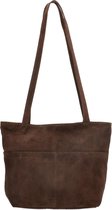 Stijlvol suede leren schoudertas, donkerbruin - Charm