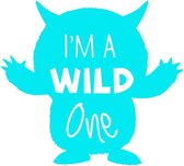 Monster I'm A Wild One Tekst Flock Strijk Applicatie Medium 10.7 cm / 9.7 cm / Blauw Paars