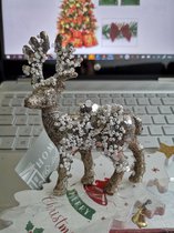 Kerst decoratie GOUD: Rendier met glitters 8 cm