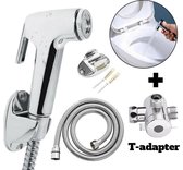 Bidet Set Handdouche  + T Adapter- met Slang Ophangbeugel Chrome - Wc Toiletdouche -Douche Toilet Sproeier - Luier Sprayer set - Shataf Bidets - Handbrause - / Douchette à Main Bidet