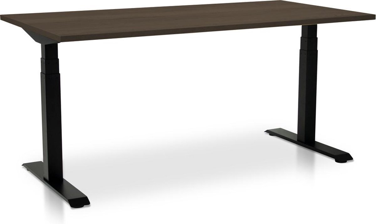 Zit-sta bureau elektrisch verstelbaar - MRC PRO NEN-EN 527 | 120 x 80 cm | frame zwart - blad bruin eiken | Memory functie met USB | 150kg draagvermogen