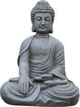 Boeddha Meditatie Klein 24x18x32cm - Boeddha Beeld - Grijs