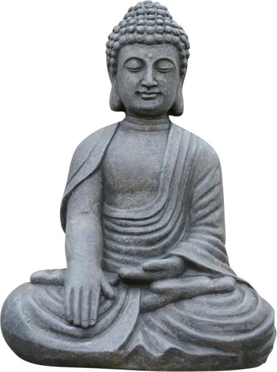 Boeddha Meditatie Klein 24x18x32cm - Boeddha Beeld - Grijs | bol.com