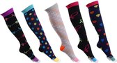 Compressiesokken 5 paar - Compressiekousen - sokken - kousen - sportsokken - GrandSock - heren / vrouwen - leuke print random - mix -maat S / M