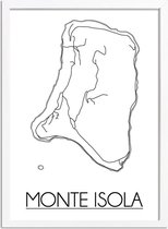 Monte Isola Italie Plattegrond poster A4 + Fotolijst Wit (21x29,7cm) - DesignClaud