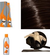 XP100 haarverf pakket kleur 5.00  Lichtbruin intensief (1x 100ML) met 6% waterstof ( 1x 250ML) incl verfbakje, kwast, maatbeker, puntkam en handschoenen