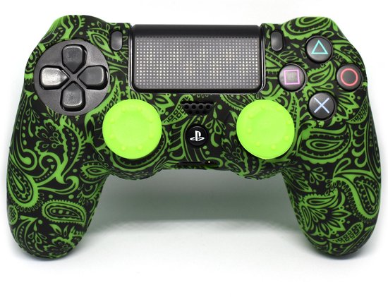 Playstation 4 Skin | Controller hoesje + Thump grips | Green Leaves