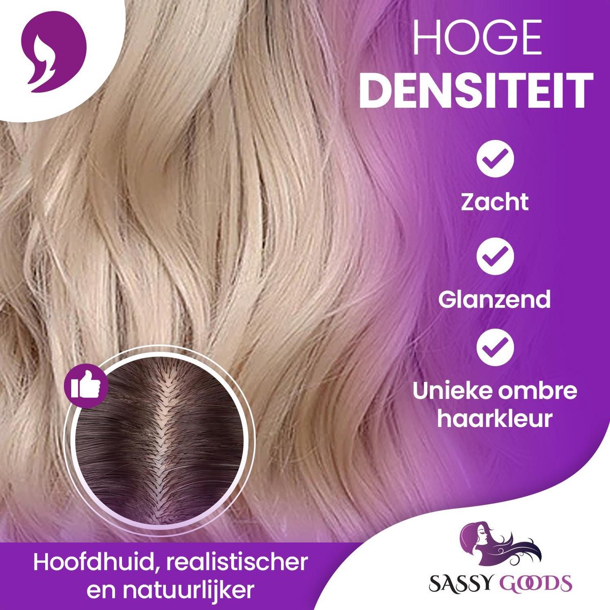 SassyGoods As Blonde Pruik - Pruiken Dames Lang Haar - Wig - Wasbaar - Verstelbaar - Blond - 70 cm — afbeelding 4