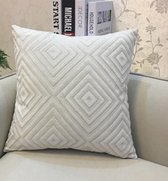 Kussenhoes 45x45 | Creme | Patroon Vierkant | Fluweel - Polyester