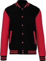 College Fleece Jacket Unisex L Zwart Rood
