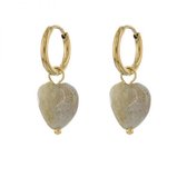 Kalli edelstalen oorhangers 1954 labradoriet goud steen 13mm