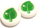 Thumb Grips | Thumb Sticks | Gaming Thumbsticks | Geschikt voor Nintendo Switch & Lite | 1 Set = 2 Thumbgrips |  Blaadjes | Wit met Groen