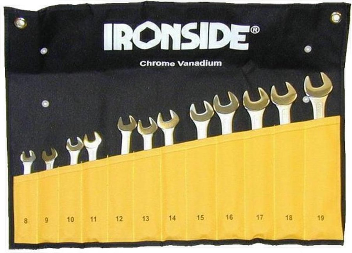 Ironside set van 12 ringsteeksleutels van 8 tot 19mm