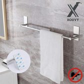 Xouvy zelfklevend handdoekrek 40 cm – handdoekstang – handdoekhouder – zelfklevend – zonder boren – plakstrip – RVS Geborsteld