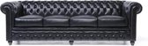 Chesterfield Bank Original Leer | 4-zits | Zwart | 12 jaar garantie