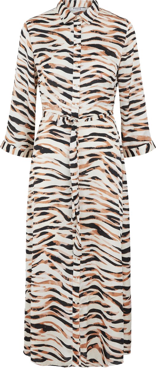 Pieces PCRYJA 3/4 MIDI TIE DRESS D2D BC Dames Jurk - Maat XS